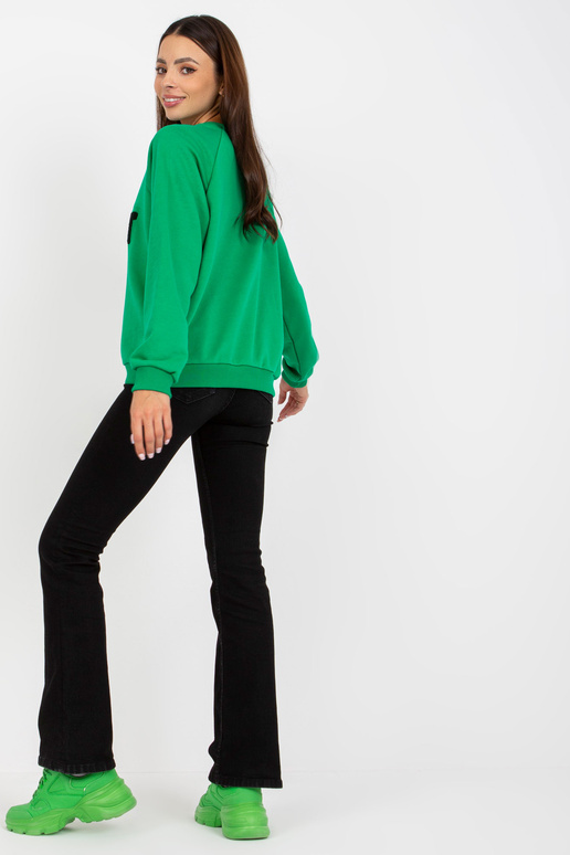 Zelená mikina bez kapuce s nášivkou...