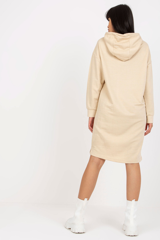 Světle béžové rovné mikinové šaty po...