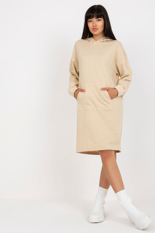 Světle béžové rovné mikinové šaty po...