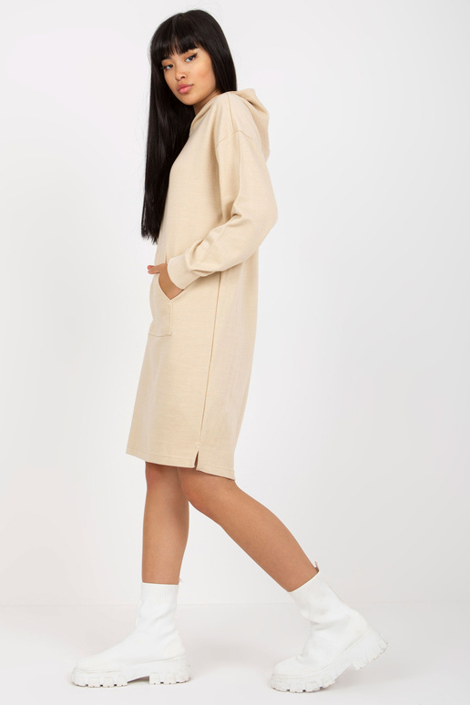 Světle béžové rovné mikinové šaty po...