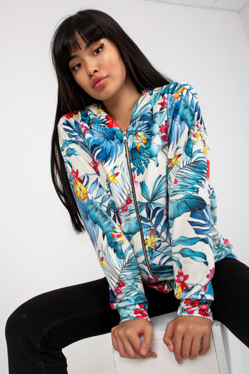 Bílomodrá velurová mikina s...