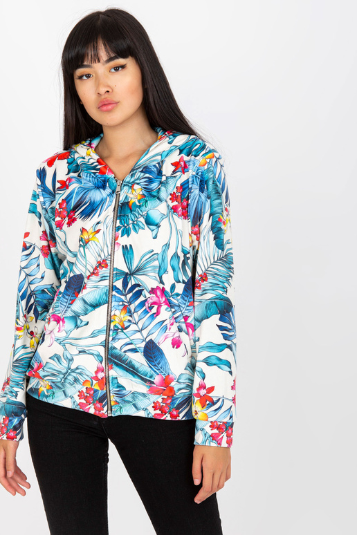 Bílomodrá velurová mikina s potiskem...