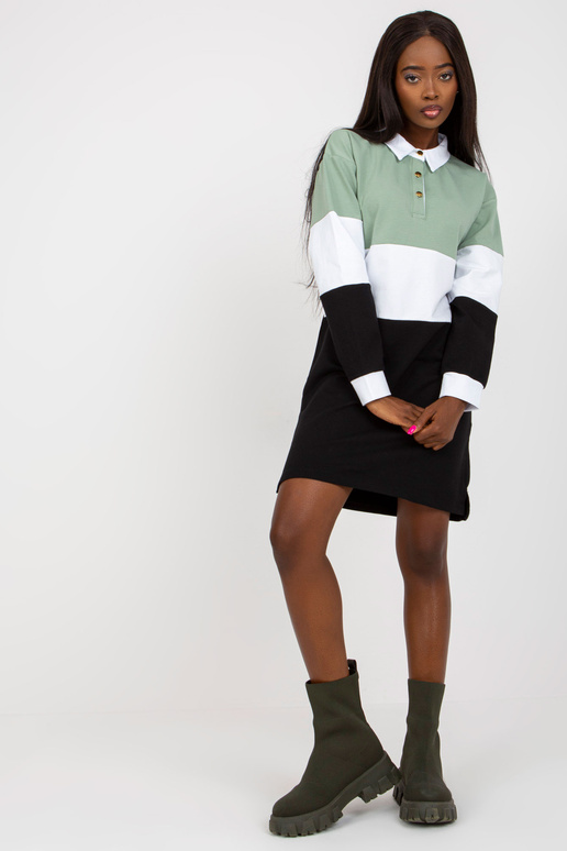 Pistáciové a černé basic minišaty s...