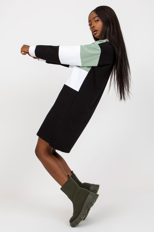 Pistáciové a černé basic minišaty s...