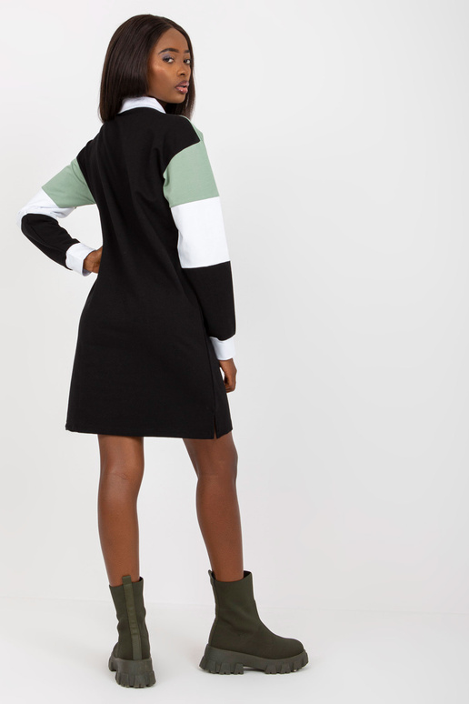 Pistáciové a černé basic minišaty s...