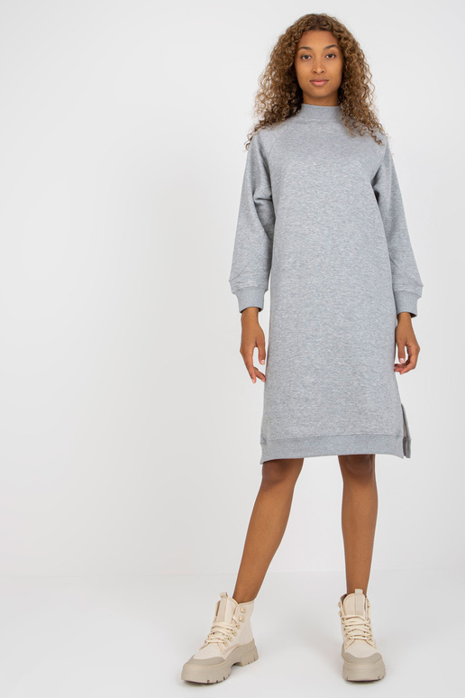 Světle šedé rovné mikinové šaty s...