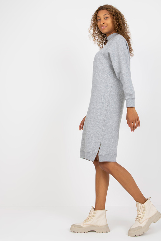 Světle šedé rovné mikinové šaty s...