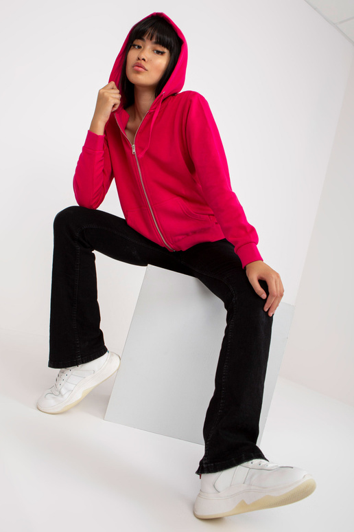 Fuchsiová basic mikina na zip s kapucí