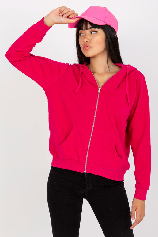 Fuchsiová basic mikina na zip s kapucí