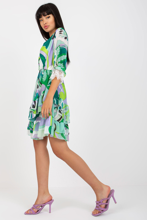 Zelenofialové psaníčkové šaty s...