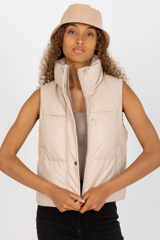 Světle béžová vesta z umělé kůže