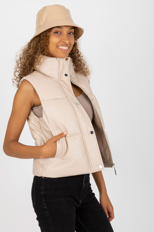 Světle béžová vesta z umělé kůže