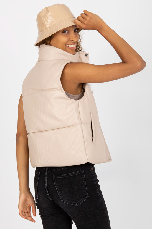 Světle béžová vesta z umělé kůže