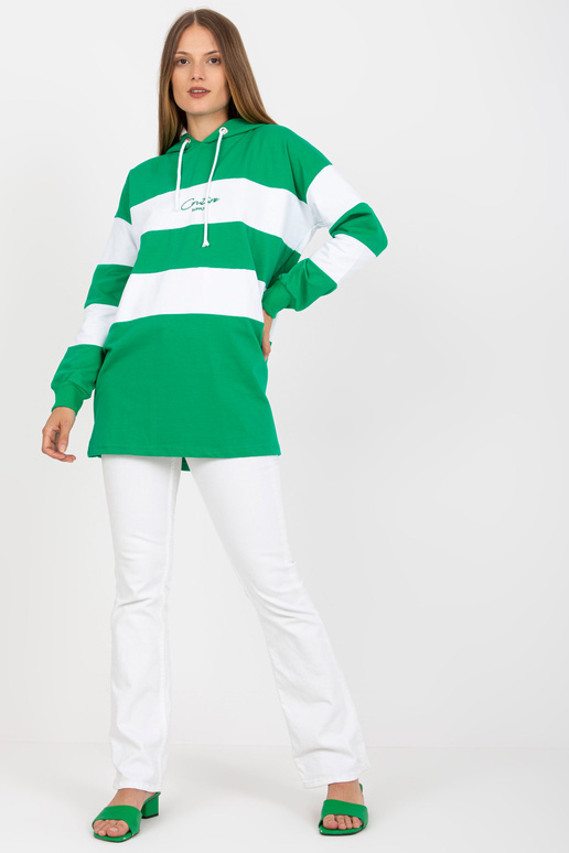 Zeleno-bílá pruhovaná mikina s...