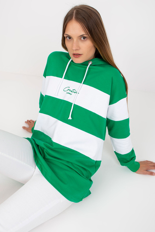 Zeleno-bílá pruhovaná mikina s...