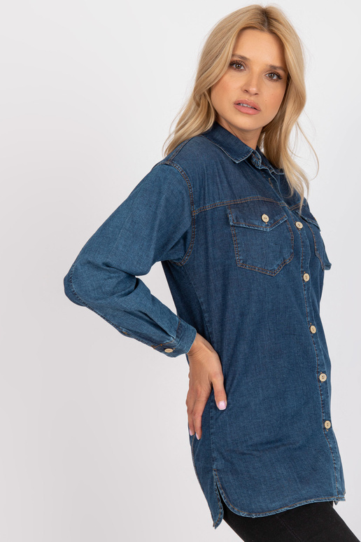 Modrá džínová košile s kapsami RUE PARIS