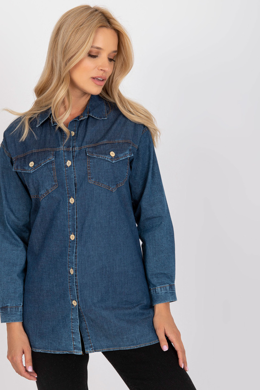 Modrá džínová košile s kapsami RUE PARIS