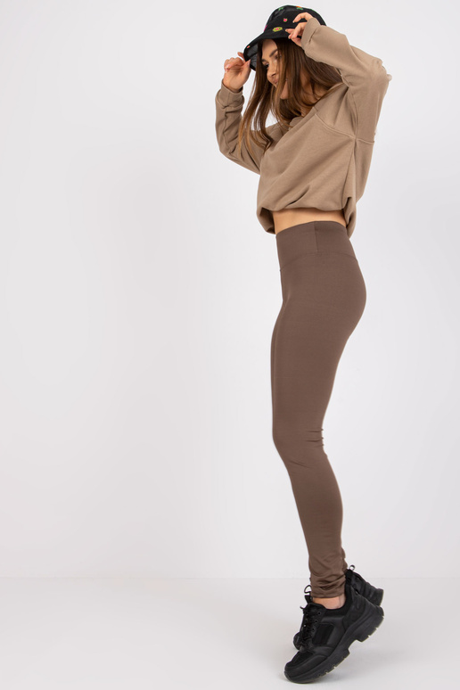 Hnědé obyčejné ležérní basic legíny