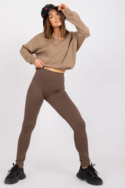 Hnědé obyčejné ležérní basic legíny