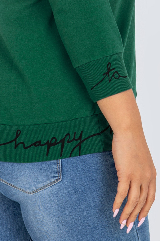 Zelená a černá obyčejná mikina s...