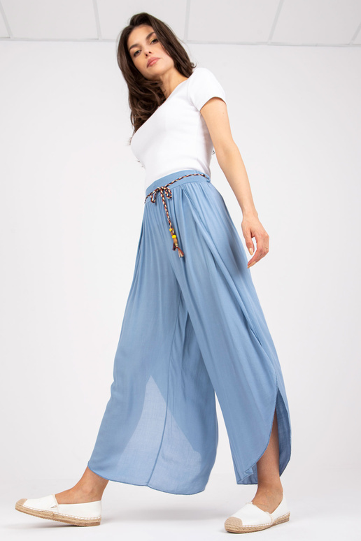 Modré široké kalhoty s vysokým pasem... Modré široké kalhoty s vysokým pasem...