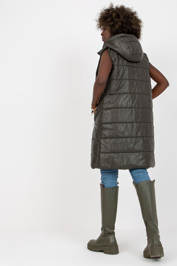 Khaki prošívaná vesta s...