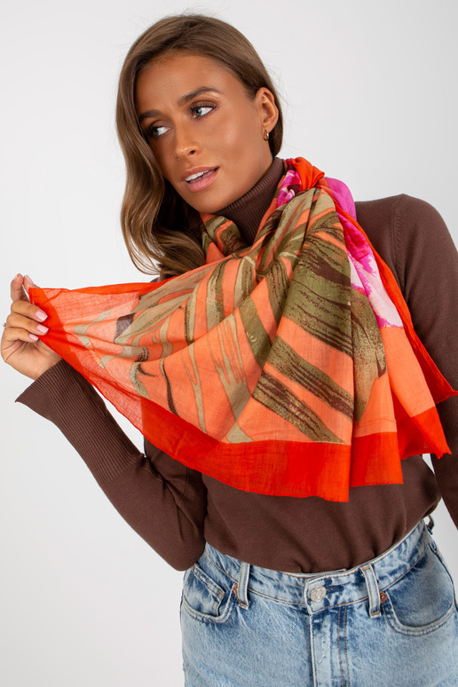 Oranžová bavlněná zavinovačka s potisky