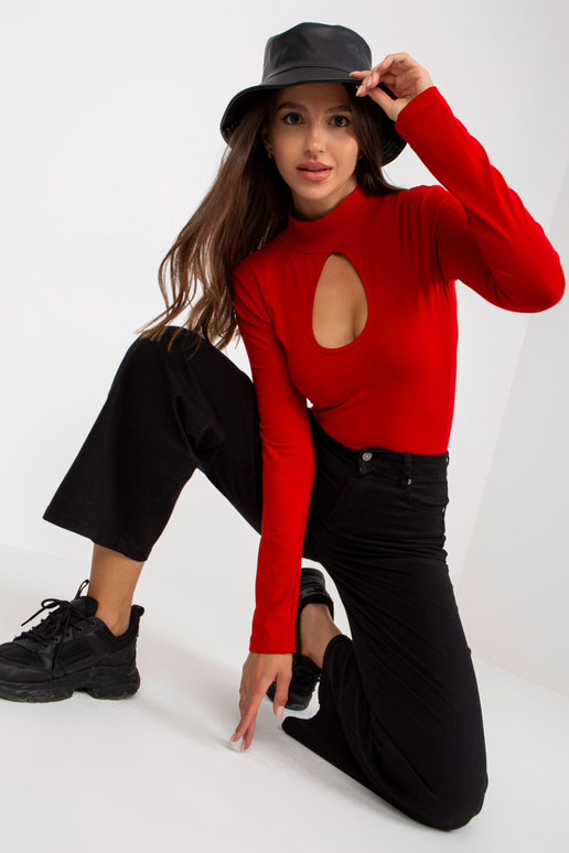 Červená basic halenka s rolákem a...