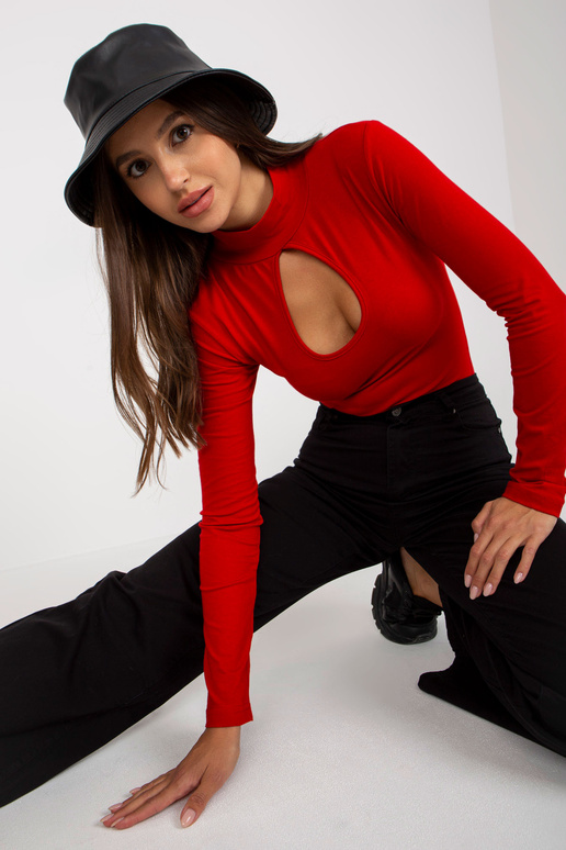 Červená basic halenka s rolákem a...