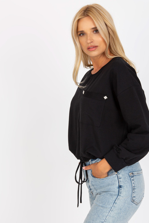 Černá krátká bavlněná mikina RUE PARIS