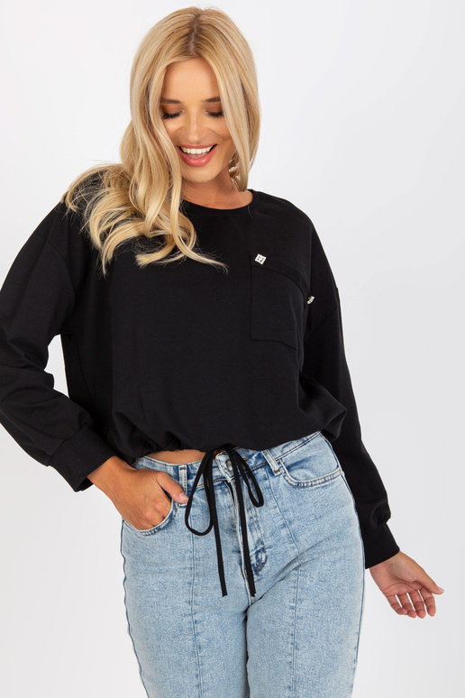 Černá krátká bavlněná mikina RUE PARIS