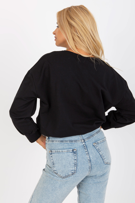 Černá krátká bavlněná mikina RUE PARIS