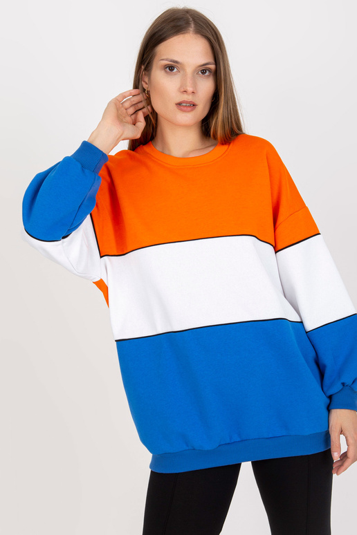 Oranžovo-modrá mikina basic oversize...