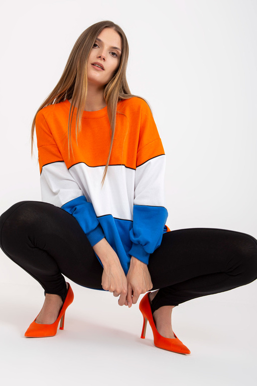 Oranžovo-modrá mikina basic oversize...