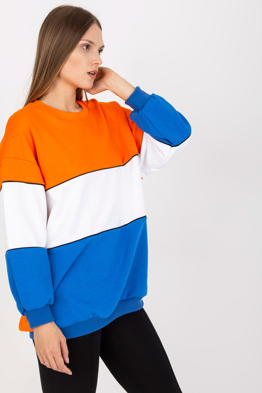 Oranžovo-modrá mikina basic oversize...