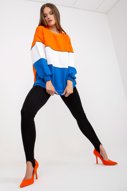 Oranžovo-modrá mikina basic oversize...