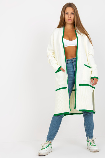 Ecru-zelený volný kardigan...