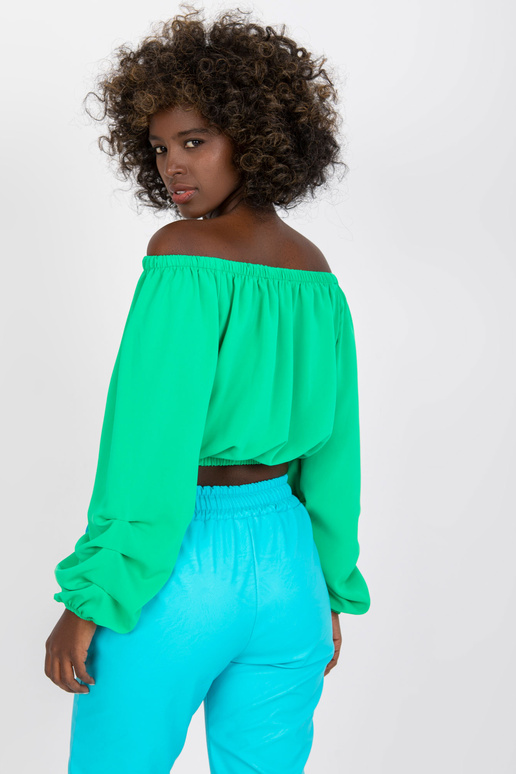 Zelená volná krátká halenka se...