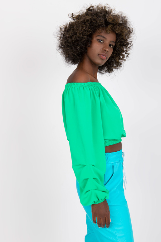 Zelená volná krátká halenka se...