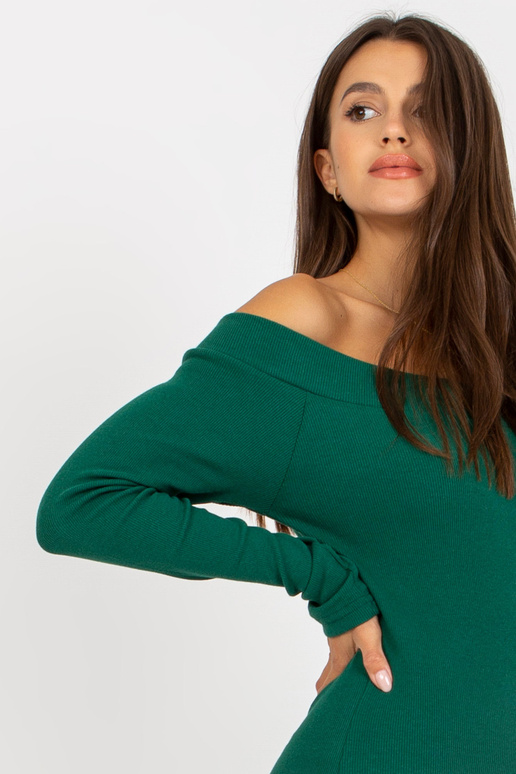 Tmavě zelené žebrované základní šaty...