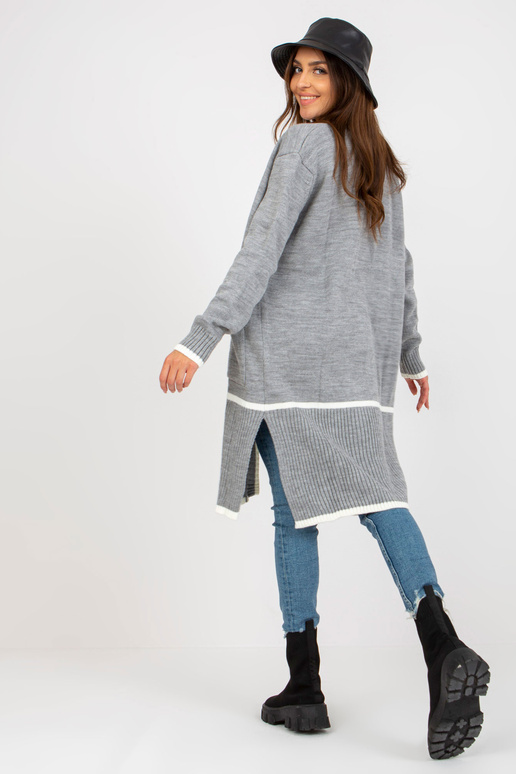 Šedo-ecru dlouhý kardigan s kapsami...