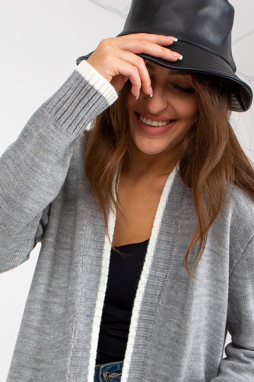 Šedo-ecru dlouhý kardigan s kapsami...