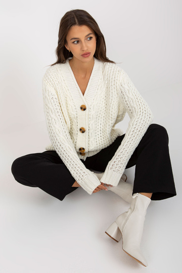 Ecru pletený cardigan s...