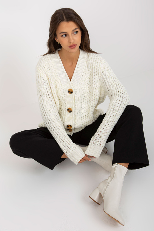 Ecru pletený cardigan s copánky RUE...