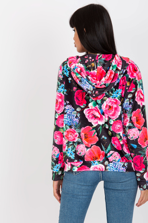 Černo-růžová velurová květinová...