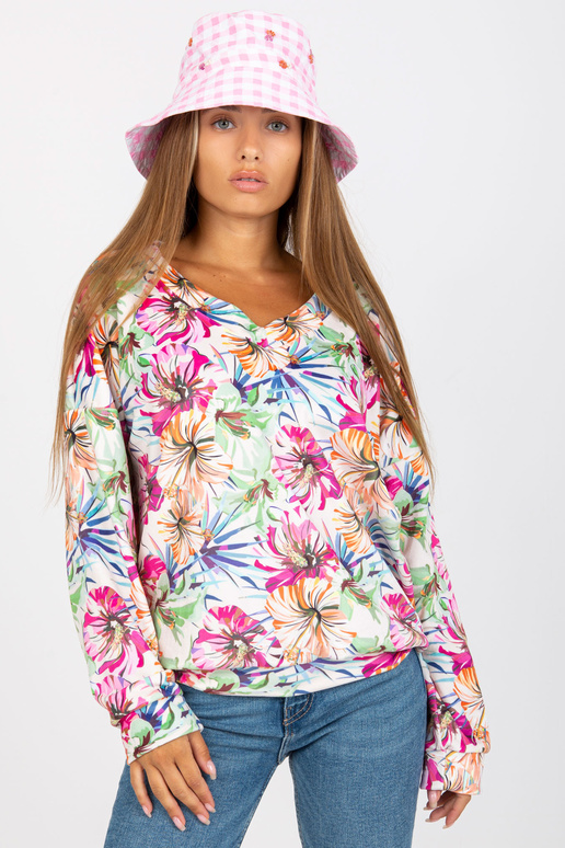 Ecru velurová halenka s potiskem a...