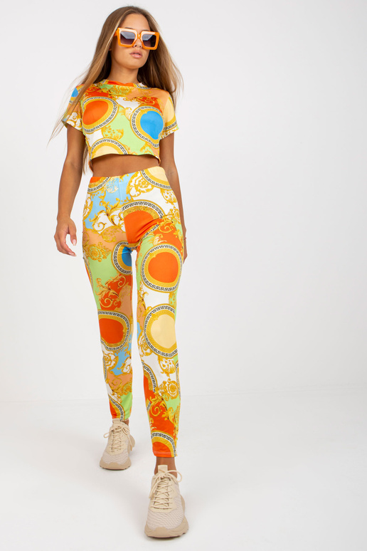 Oranžový vzorovaný ležérní set s topem