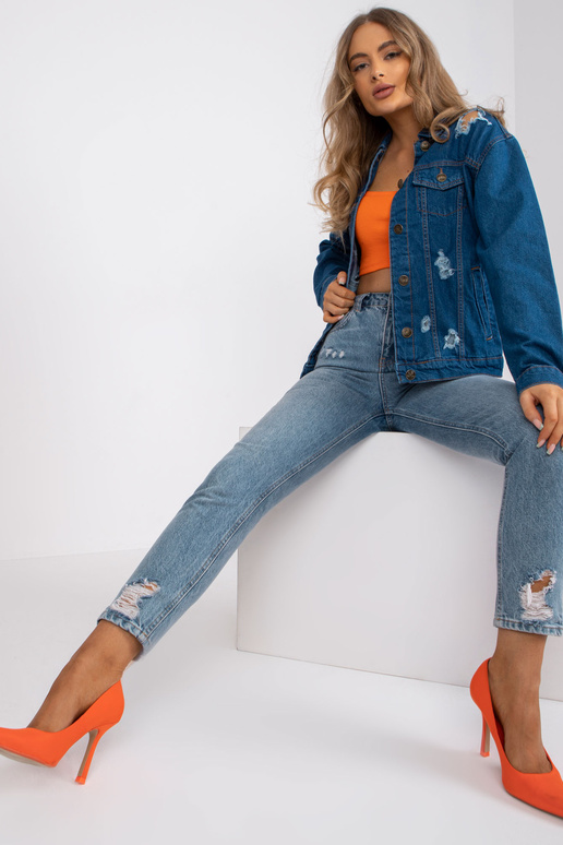 Modrá džínová bunda s dírami RUE PARIS