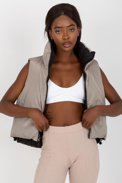 Černá oboustranná péřová vesta s kapsami