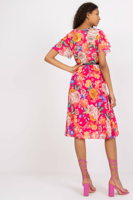 Růžové skládané květinové šaty s...